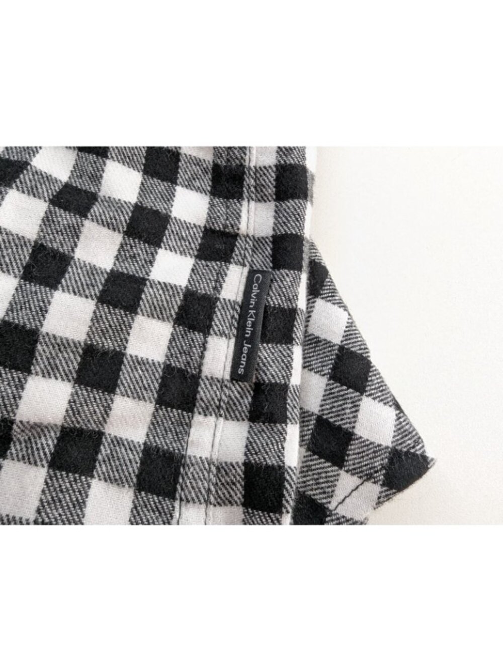 Calvin Klein Women Small Flannel Shirt Black White Plaid Long Sleeve Button Down - Picture 5 of 11